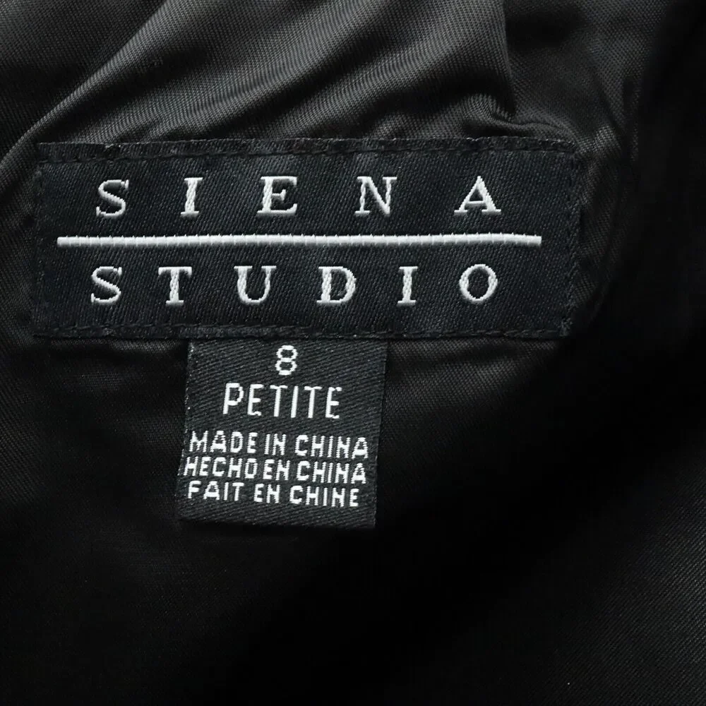 Siena Studio Skirt Petites 8P Black Leather Pencil Knee Length Zip Lined Vintage